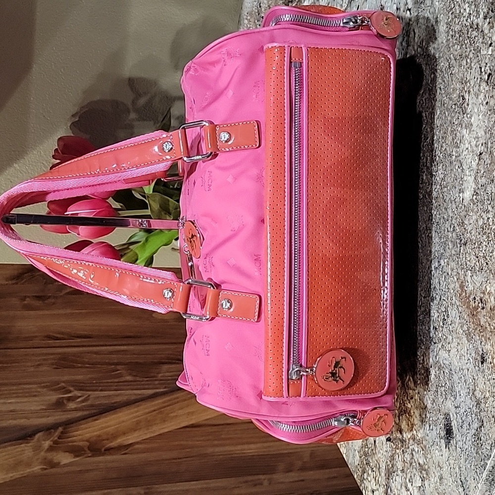 MCM Vibrant Pink and Orange Weekender